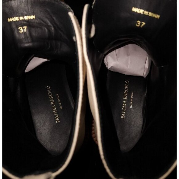 Paloma Bercelo Leather Comat Boots Size 37 US 7 Beige $370 - Picture 10 of 12